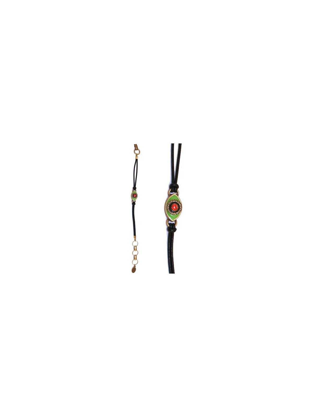 Green Evil Eye Bracelet with Red Crystal | Jewelry | Judaica